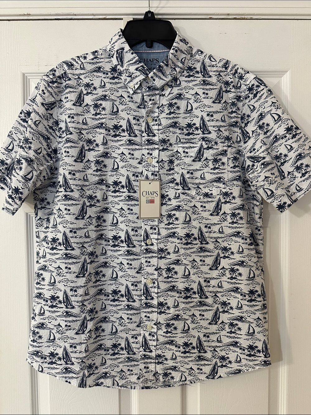 Chaps  Men’s Nautical Sailboat Print Button Down Shirt NWT